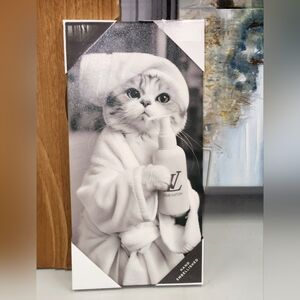 Glam Cute  Cat Bath Ready Canvas Funny Bathroom  Wall Art Decor